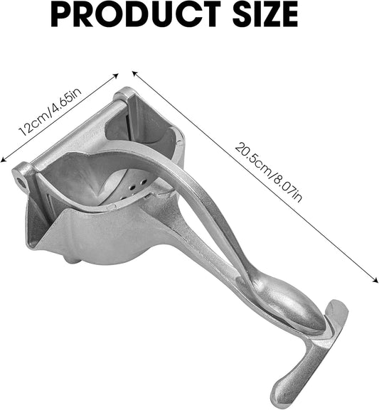 Bar Juicer, Fruit Juice Handheld Press Squeezer With Seed Filter, Heavy Duty Aluminum Alloy Hand Manual Extractor for Single Citrus Orange Pomegranates Apple Fruit Lemon Lime (Silver - 8 inch)