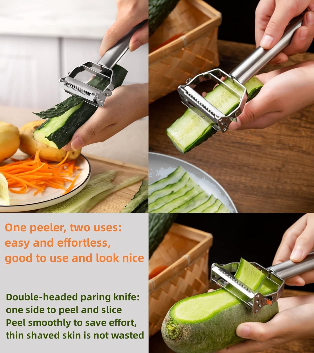 Vegetable Peeler, Julienne Peeler, Double-Sided Blade Fruit Peeler, Vegetable and Fruit Slicer, Potato Peelers, Y-Shaped Stainless Steel Peeler
