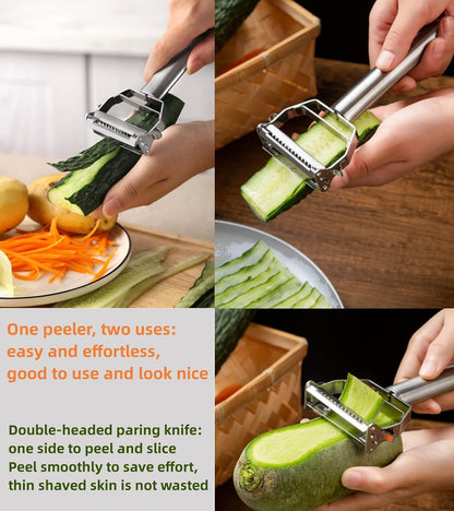 Vegetable Peeler, Julienne Peeler, Double-Sided Blade Fruit Peeler, Vegetable and Fruit Slicer, Potato Peelers, Y-Shaped Stainless Steel Peeler