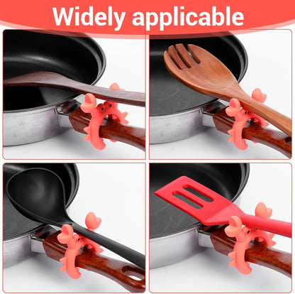 Crab Spatula Holder Crab Shaped Spoon Utensil Holder Kitchen Spatula Daily Use Kitchen Gadget for Cooking Accessories Anti-overflow Clip Red Green 4Pcs