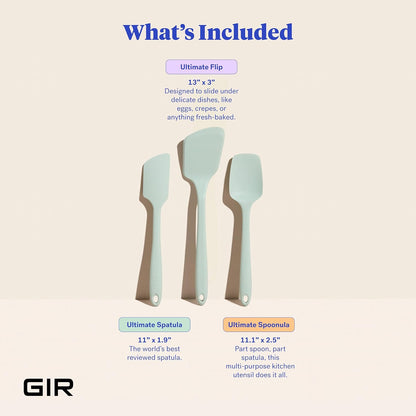 GIR: Get It Right 5-Piece Silicone Ultimate Kitchen Utensils Set - Ladle, Spatula, Flip, Spoon & Spoonula - Non-Toxic Cooking Utensils for Nonstick Cookware, Cooking and Baking - Black
