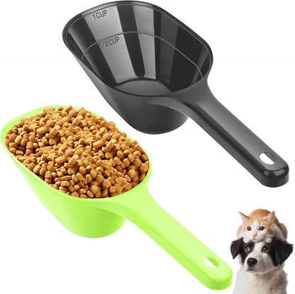 2 PACK Dog Food Scoop,1 Cup Capacity Pet Food Scoop With Measuring Lines For Dog, Puppy and Cat (Black)