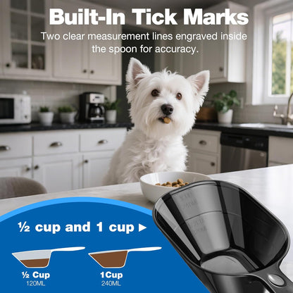 Food Scoop With Measuring Lines 2 Pack Black For Dog, Cat, Puppy, Coffee Bean, Flour Scoop, Ice