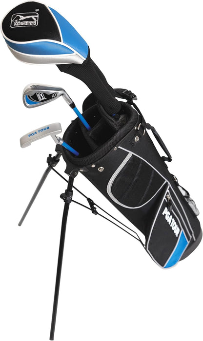 PGA Tour Youth Golf Club Set for Ages 8-12 & 12+ (4’8”–5’10”), Right and Left-Handed Kids Golf Sets – Beginner Junior Golf Clubs with Lightweight Stand Bag, Mallet Putter, Hybrid, Driver