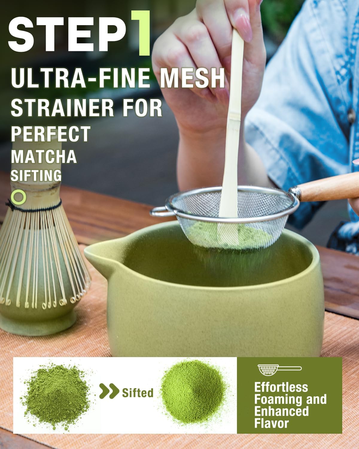 Matcha Whisk Set - 5PCS Matcha Set Includes 17OZ Chawan with Spout, Bamboo Chasen Whisk with Ceramic Holder, Matcha Scoop and Stainless Sifter, Matcha Kit for Ceremony, Gift for Matcha Lovers