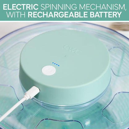 COOK WITH COLOR Electric Salad Spinner, Round 4.5L Capacity – Fast Drying & Easy Spin for Fresh Greens, Cream