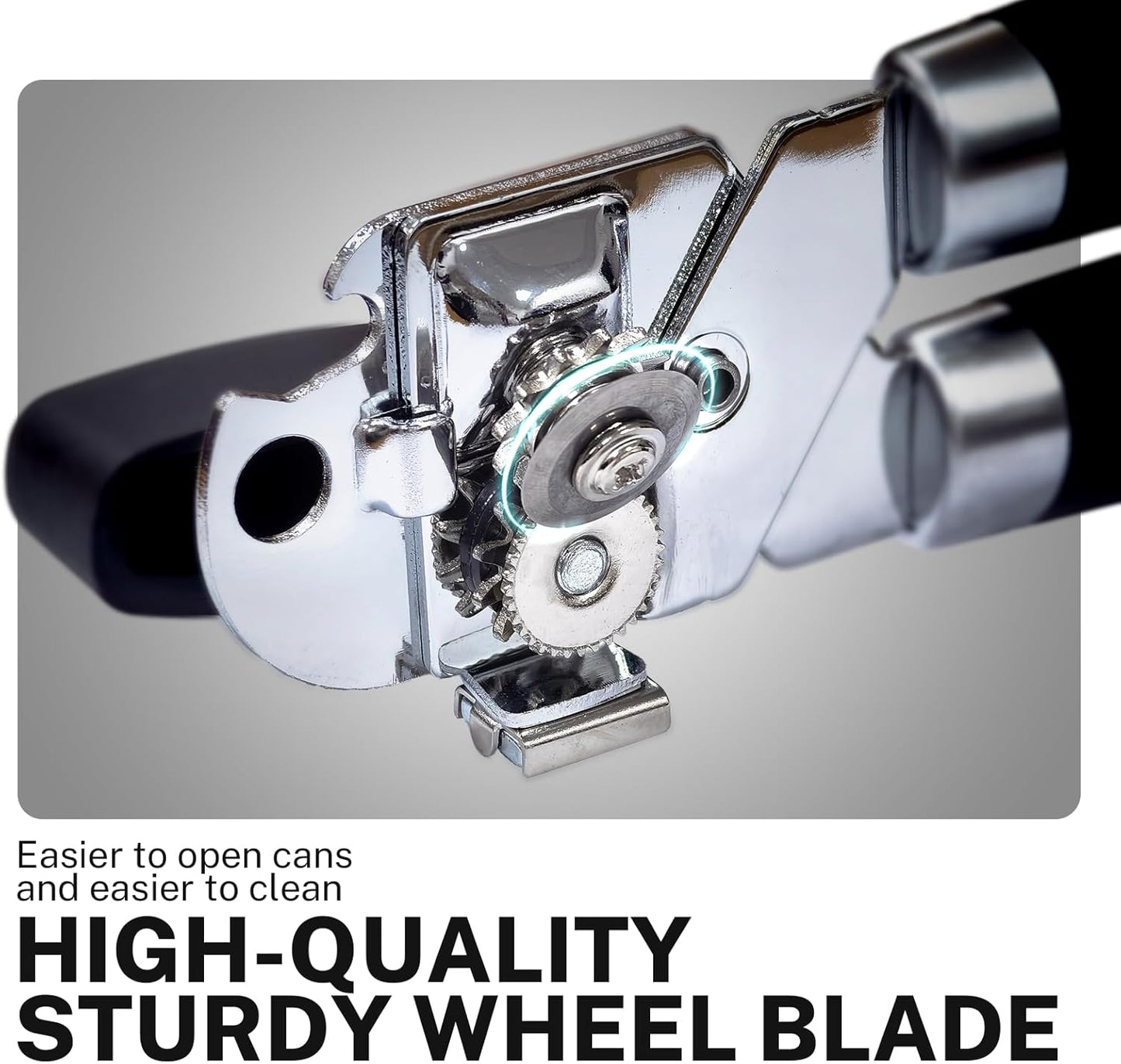 2Pcs Can Opener with Magnet Crank Can Openers Manual,Heavy Duty Commercial Can Opener with Rubber-coated Long Handles