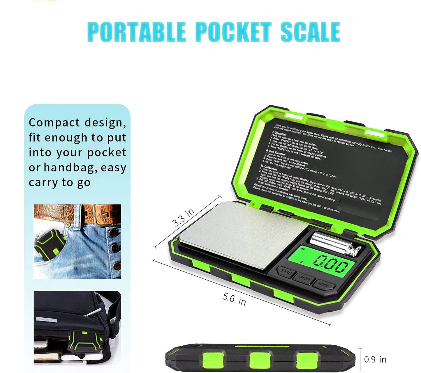 Fuzion Digital Pocket Scale, 500g x 0.01g Gram Scale, Mini Scale 6 Units Jewelry Scale with LCD Display, Tare Function for Food, Jewelry, Coin, Coffee