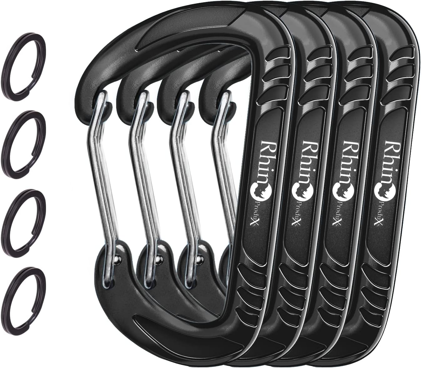 Rhino Produxs 12kN (2697 lbs) Heavy Duty Carabiner Clips, for Securing Pets, Outdoor, Camping, Hiking, Hammock, Dog Leash Harness, Keychains