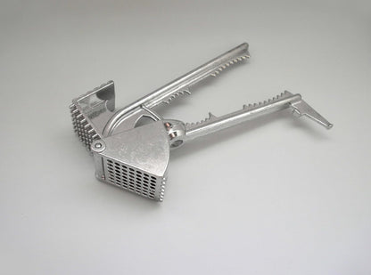 Tredoni Aluminium Big Garlic Press Masher with Head-Cleaner, Olive Pitter, Nutcracker, Meat Tenderizer & Fish Scraper