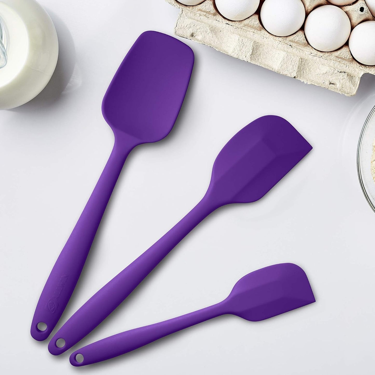 Silicone Spatulas Set Turners Tongs Cooking Utensils Set High Heat Resistant Kitchen Scraper Spatulas for Cooking Mixing Baking BPA Free Dishwasher Safe, Black