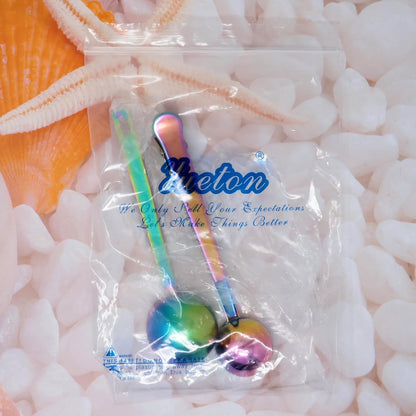 yueton 1Set Rainbow Coffee Scoop 1 Tablespoon 2 Tablespoon Stainless Steel Long Handles Round Measuring Coffee Spoons with Clip for Coffee Bean Tea Powder Baking