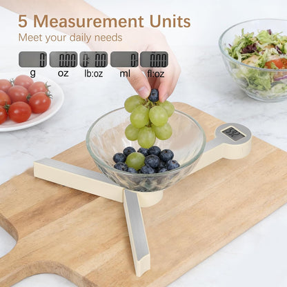 Folding Food Scale, Digital Kitchen Scale, Portable Food Scale Travel Scale for Food, Collapsible Mini Pocket Scale Grams and Ounces, Ideal for Diet Calorie Control Compact Kitchen (Black)