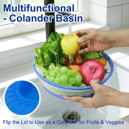 10.7 Inch Microwave Food Cover with Heat Insulation Mat, Anti-Scald Collapsible Microwave Splatter Cover, Multi-Functional as Colander & Fruit Plate, Dishwasher Safe, Ideal for Meal Prep (Gray)