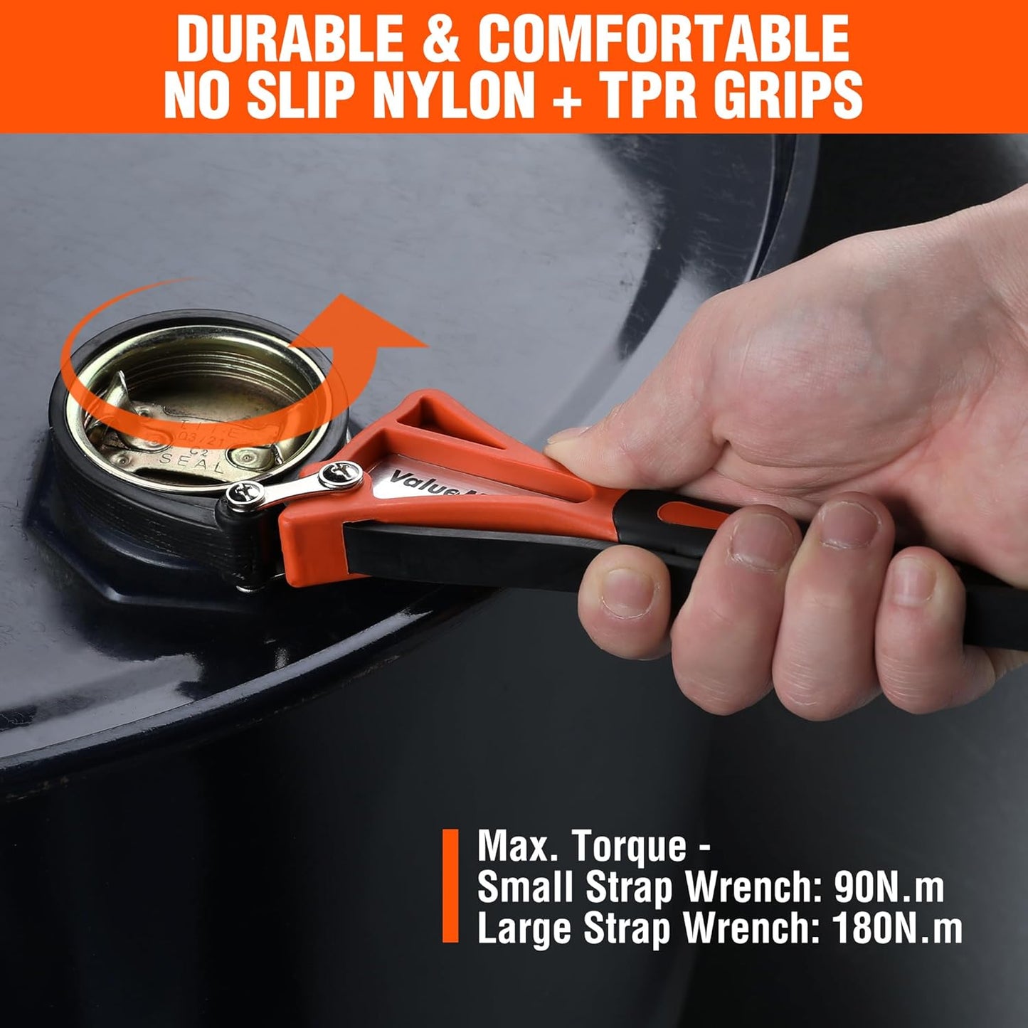 ValueMax 2-piece Strap Wrench Set, Adjustable Oil Filter Wrench with Max Diameter 4" (Small) & 6" (Large) for Shower Head Water Filter, Jar Opener Set