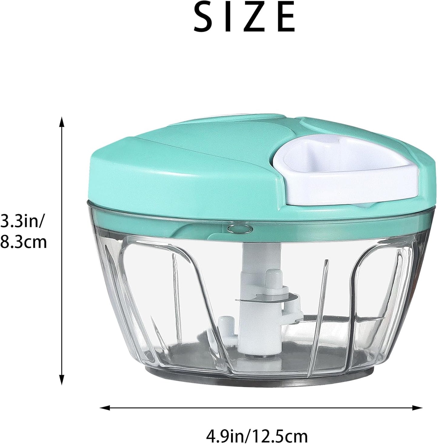 Ourokhome Manual Food Processor Vegetable Chopper, Portable Hand Pull String Garlic Mincer Onion Cutter for Veggies, Ginger, Fruits, Nuts, Herbs, etc., 500ml, Deep Blue