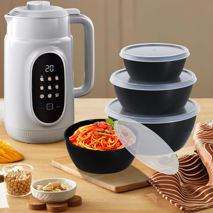 4-Piece Classic Plastic Prep Bowls with Lids, Nesting Plastic Small Mixing Bowl Set for Mixing, Baking, Prepping, Cooking and Serving Food, Microwave and Dishwasher Safe