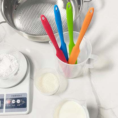 zYoung 4 Pcs Silicone Jar Spatula Set Heat Resistant Cake Cream Butter Spatulas Mixing Batter Scraper Non-Stick Flexible Baking Cooking Tool