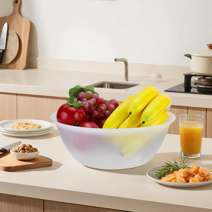 EIKS 4 Pack Plastic Water Basins for Washing & Storage Vegetable Fruit Dishes Tableware, Work in Home Kitchen Bath Sink, Each Size Dia. 12.0" x H4.4 (4 Quart)