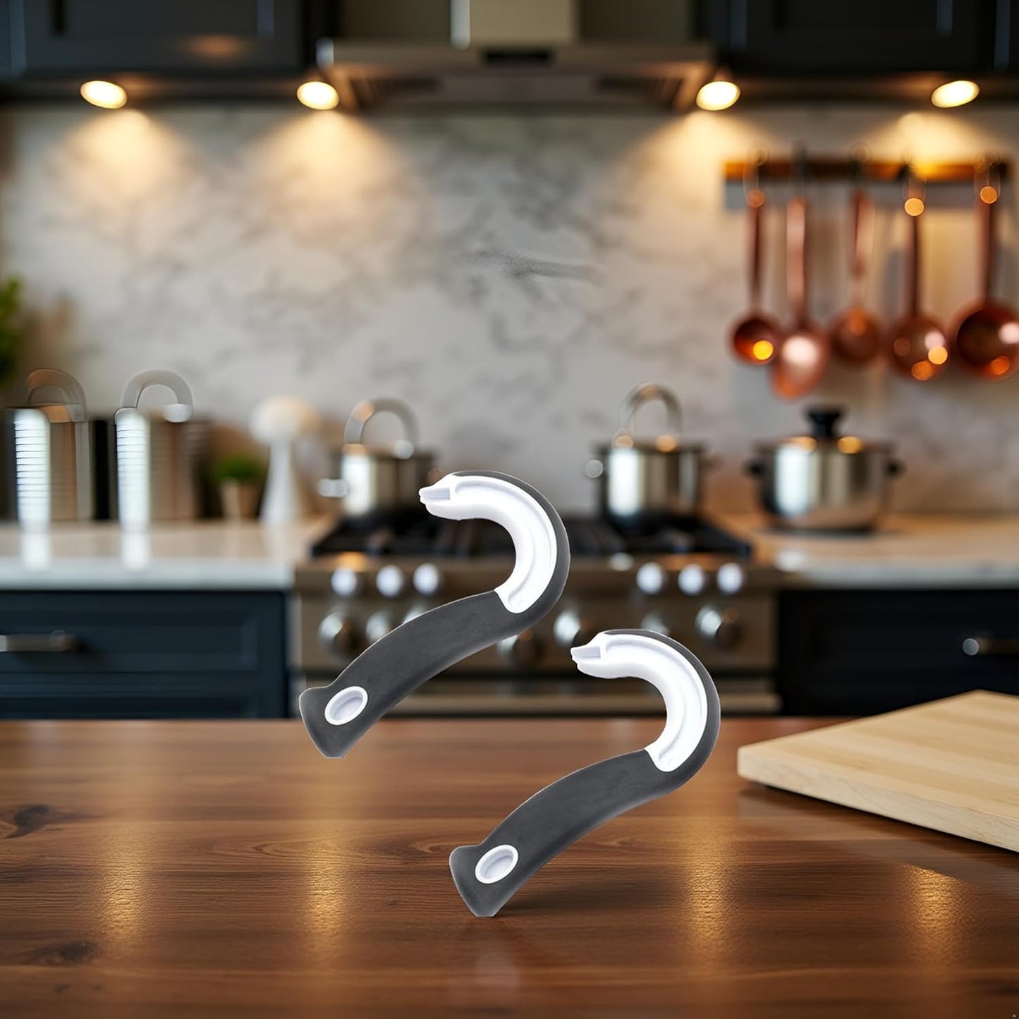 BWESOO 2 PCS Black Manual J Shape Ring Pull Can Opener, Stainless Steel