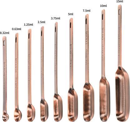 Copper Measuring Cups and Spoons Set, Stainless Steel Measuring Cups and Spoons Set 12, Metal Measuring Cups Set, 5 Measuring Cup Set and 6 Copper Measuring Spoons &Leveler for Kitchen