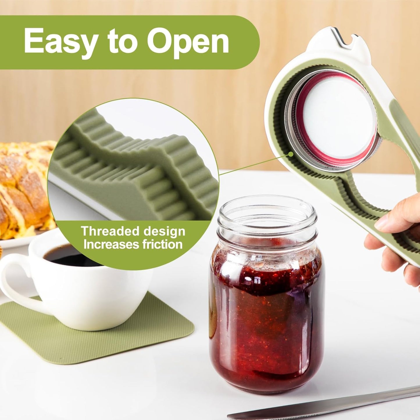 2026 6 in 1 Jar Opener for Weak Hands,Seniors with Arthritis, Large Multi Function Bottle Opener Lid Opener with Non Slip Rubber Jar opener Gripper Pad, Magnetic Suction Saves Space