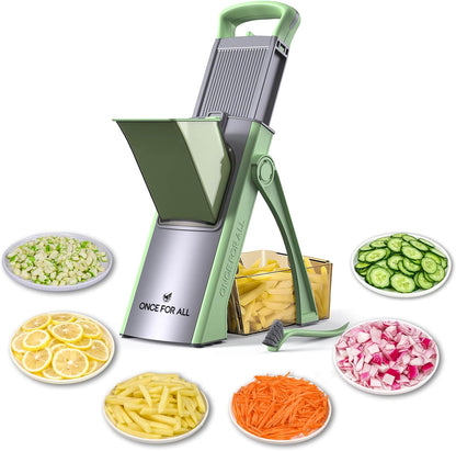 ONCE FOR ALL Upgrade Safe Mandoline Slicer Plus, Adjustable Vegetable Food Chopper Potato Fries French Fry Cutter, Detachable Blade, Kitchen Chopping Artifact, New Kitchen Gift (DarkGray)