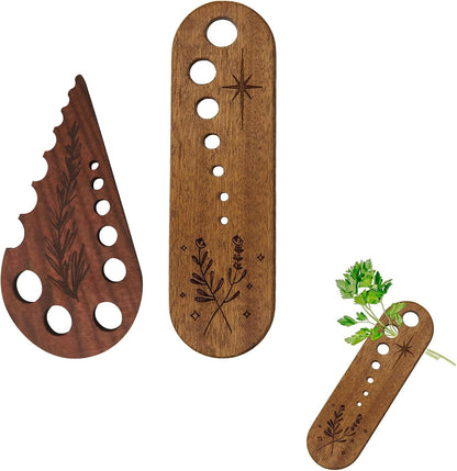 2Pcs Herb Stripper, Wooden Vegetable Leaf Separator, Functional Pottery Herb Stripper Tool for Kitchen Use, Suitable for Home Cooking and Chefs