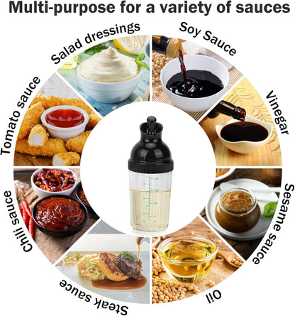 200ml Salad Dressing Shaker Container Condiment Bottles Salad Dressing Bottles Leakage Proof Salad Dressing Jar with Lid for Kitchen (Black)