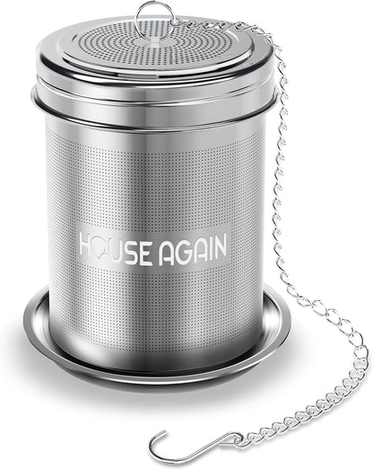House Again Large Tea Infuser, Extra Fine Mesh Tea Strainers for Loose Tea, 18/8 Stainless Steel Tea Strainer with Extended Chain Hook, Tea Steeper for Brew Tea, Spices & Seasonings, for Multi Cups