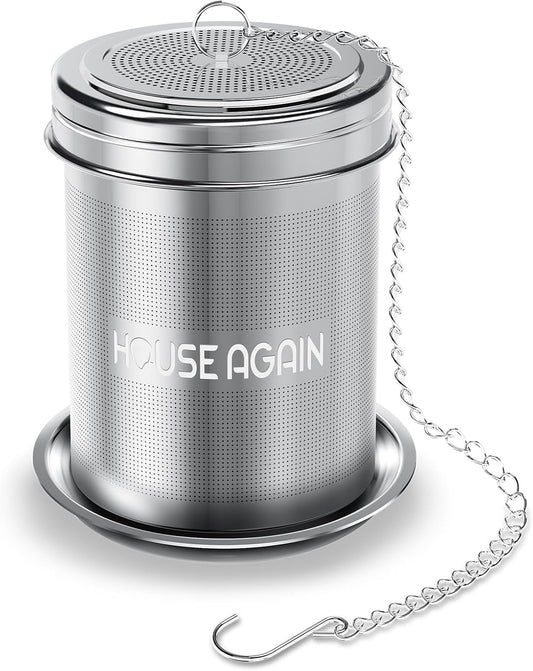 House Again Large Tea Infuser, Extra Fine Mesh Tea Strainers for Loose Tea, 18/8 Stainless Steel Tea Strainer with Extended Chain Hook, Tea Steeper for Brew Tea, Spices & Seasonings, for Multi Cups