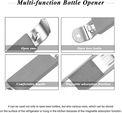 3 Pieces Magnetic Bottle Openers Can Opener Classic Beer Opener Stainless Steel Small Bottle Opener Can Tapper with Magnet for Camping and Traveling HANCELANT (Black Blue Fuchsia)