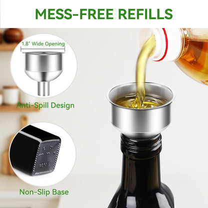 Vakoo Oil and Vinegar Dispenser Set - 17oz/500ml, Extra Thick Glass, Leak-Proof, Olive Oil Dispenser Bottle for Kitchen (White Black)