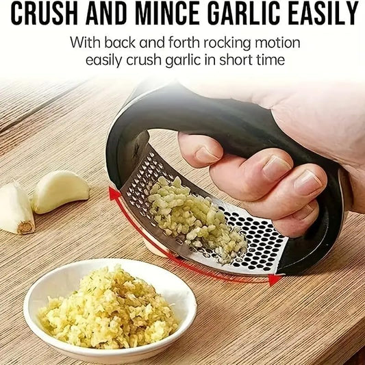 Garlic Press Rocker - One-Handed Stainless Steel Garlic Crusher & Mincer, Effortless Garlic Clove Smasher, Durable, Easy to Clean, Dishwasher Safe - Perfect for Cooking & Meal Prep