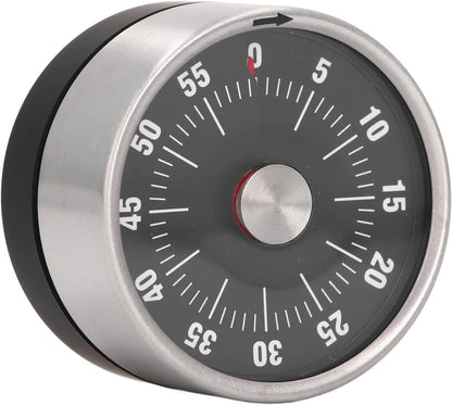 Minute Timer, Easy To Use High Accuracy Stainless Steel 70db Alert Magnet Design Magnetic Timer for Cooking(black)