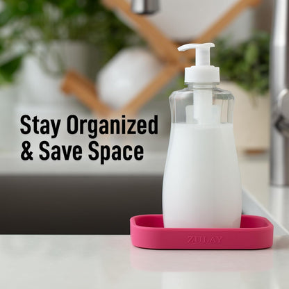 Zulay Kitchen (9x3.5in Sponge Holder for Kitchen Sink - Flexible Heavy-duty Multipurpose Sink Caddy - Counter Organizer for Kitchen, Bathroom, Makeup, Trinkets & More! (Grey)