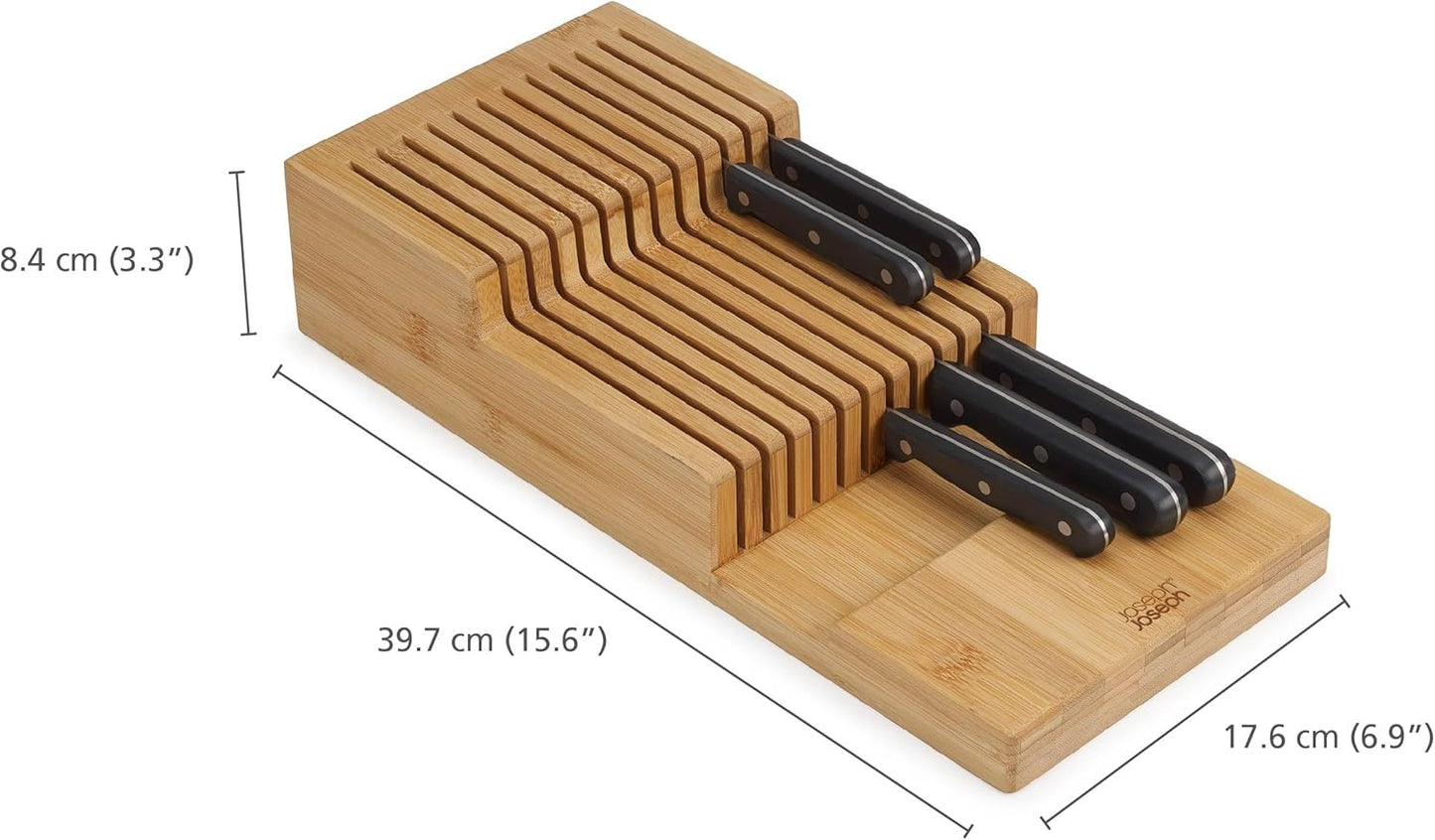 Joseph Joseph DrawerStore Compact Utensil Organizer For Kitchen Drawer Silverware, Flatware Tray, Small, Bamboo