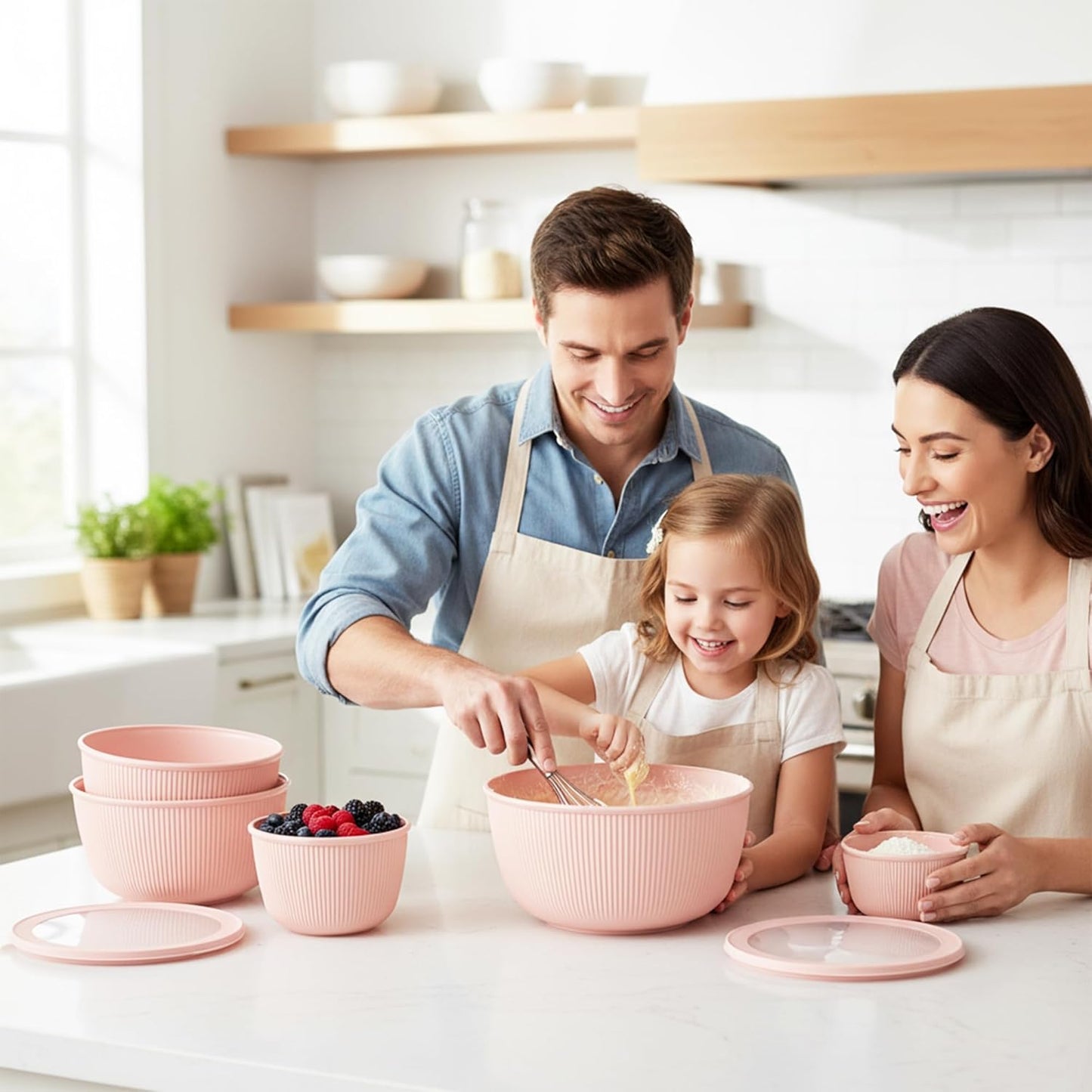 BoxedHome Mixing Bowls with Lids - 8 Piece Plastic Nesting Bowls Set includes 4 Prep Bowls and 4 Lids, Microwave and Dishwasher Safe, Green