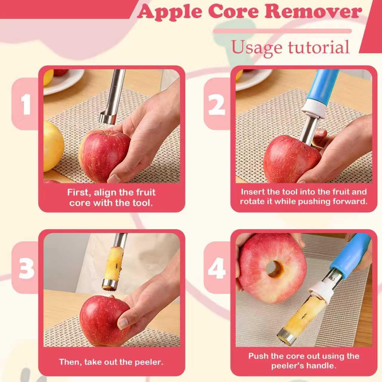 5 Pack 2 in 1 Apple Corer and Peeler, Apple Corer Tool, Fruit Vegetable Corer and Peeler Tool, Stainless Steel Apple Peeler, Apple Corer Remover Tool, for Vegetable Fruit Kitchen Gadget