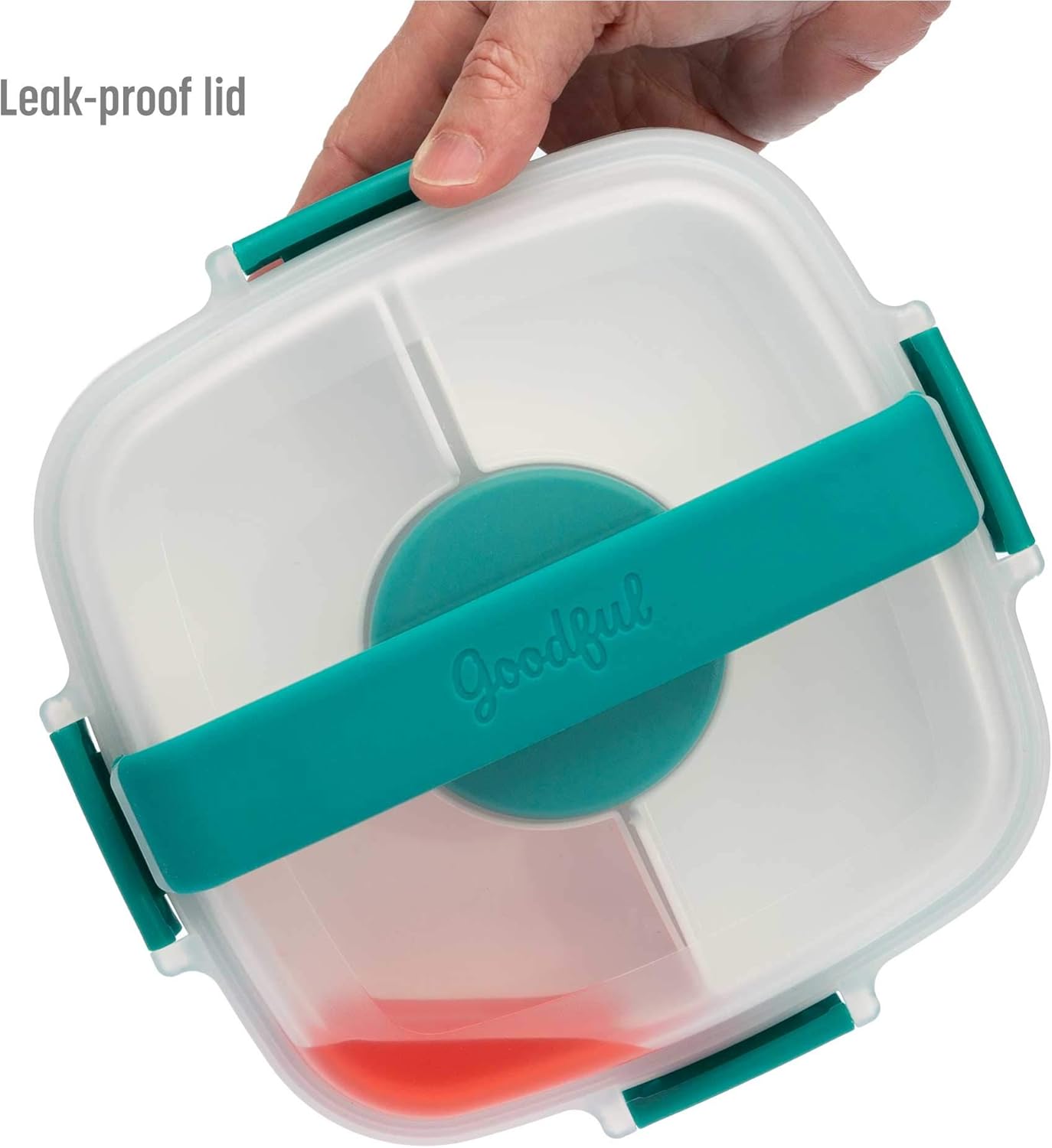 Goodful Stackable Lunch Box Container, Bento Style Food Storage with Removeable Compartments for Sandwich, Snacks, Toppings & Dressing, Leak-Proof and Made without BPA, 56-Ounce, Teal