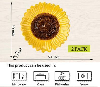 Sunflower Shaped Ceramic Spoon Rest - 2 PCS for Stove Top & Counter