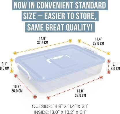Chef Pomodoro Pizza Dough Proofing Box, 14 x 11-Inch, Preparation Container with Lid, Fits 4-6 Proofing Balls, Household Pizza and Bread Dough Tray With Convenient Carry Handle (Blue)