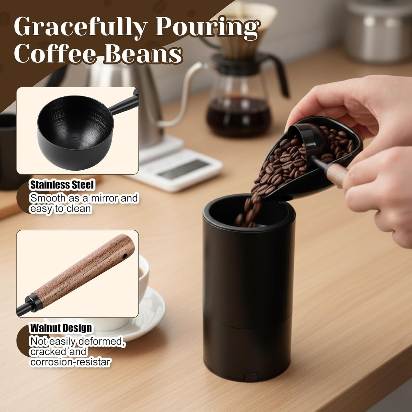 LemonRoad 3 Pcs Barista Accessories Kit Ceramic Coffee Bean Dosing Cup with 20 ml Spray Bottle and 10 g Measuring Spoon Espresso Measuring Cups Bean Kit for Coffee, Tea, and More