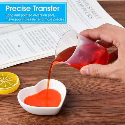30ml Plastic Liquid Measuring Cups - Mini Clear Kitchen Medicine Cups Transparent Labs Graduated Beakers Baking Cooking Home Lab Measure Tool (10 Packs,1oz,Transparent)