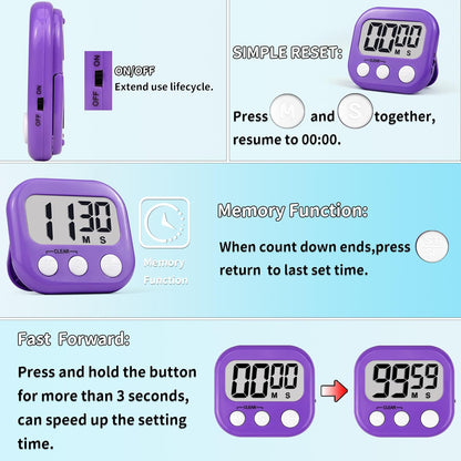 Timer for Kids Teachers Supplies Digital Kitchen Timers for Cooking Large Magnetic Classroom Timer 2Pack-Blue Green