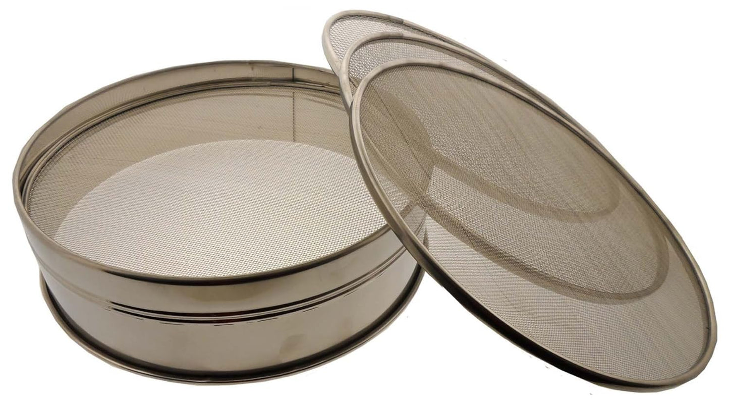 HOMEGARDEN 8" (20.3 cm) Sieves | For Beach Finds, Gardening, Archaeology | 5Pc All-Metal | Mesh: 0.5mm-3mm | Ultra-Fine to Coarse