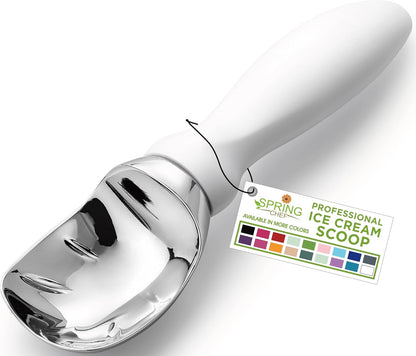 Spring Chef Heavy Duty Ice Cream Scoop with Comfortable Handle - Professional Ice Cream Scooper for Gelato, Sorbet, Cookie Dough, Melon, Frozen Yogurt - Dishwasher Safe Metal Kitchen Tool - Black