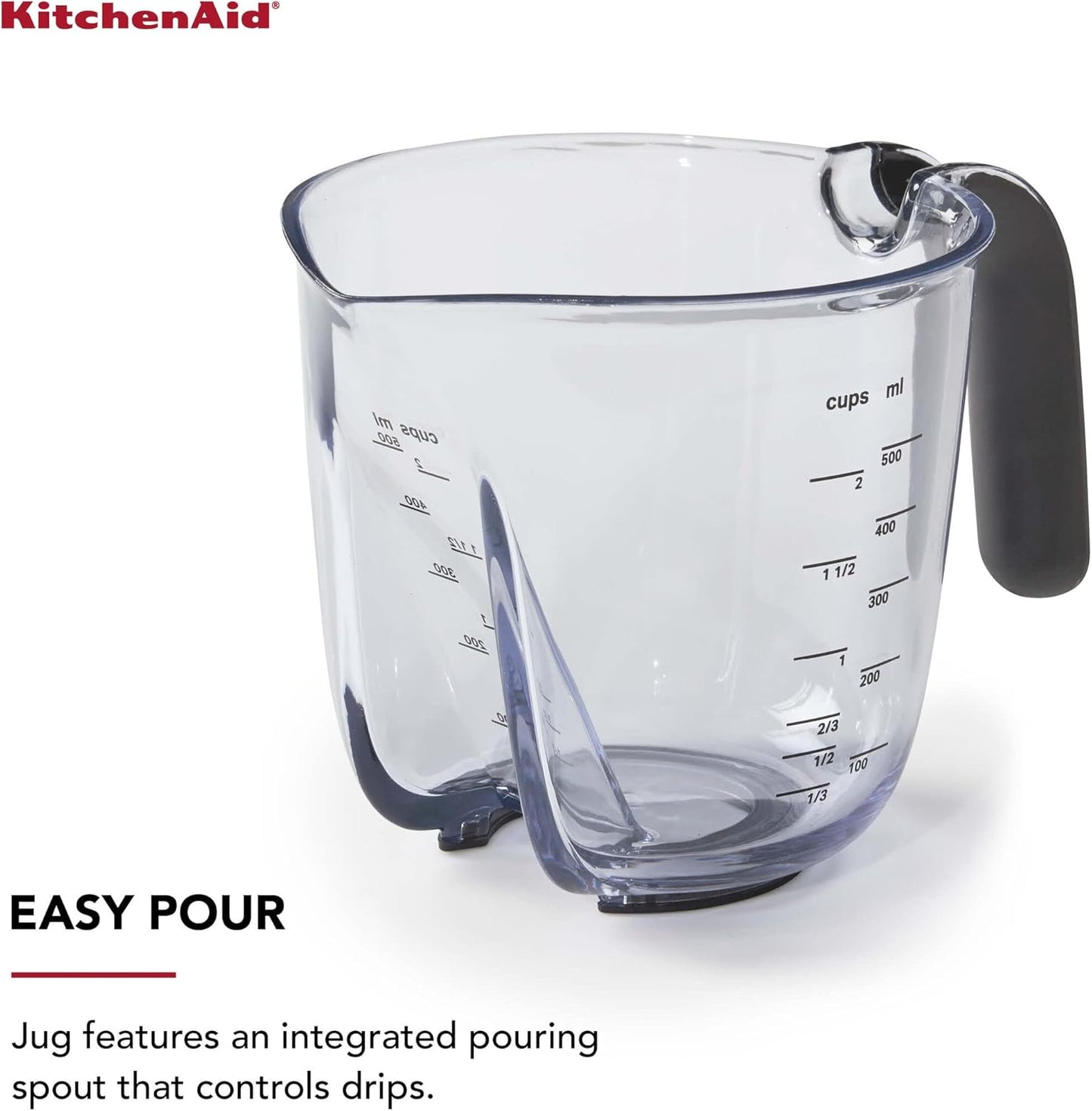 KitchenAid KQ298OSOBA Gourmet Set of 3 Measuring Jugs, Onyx
