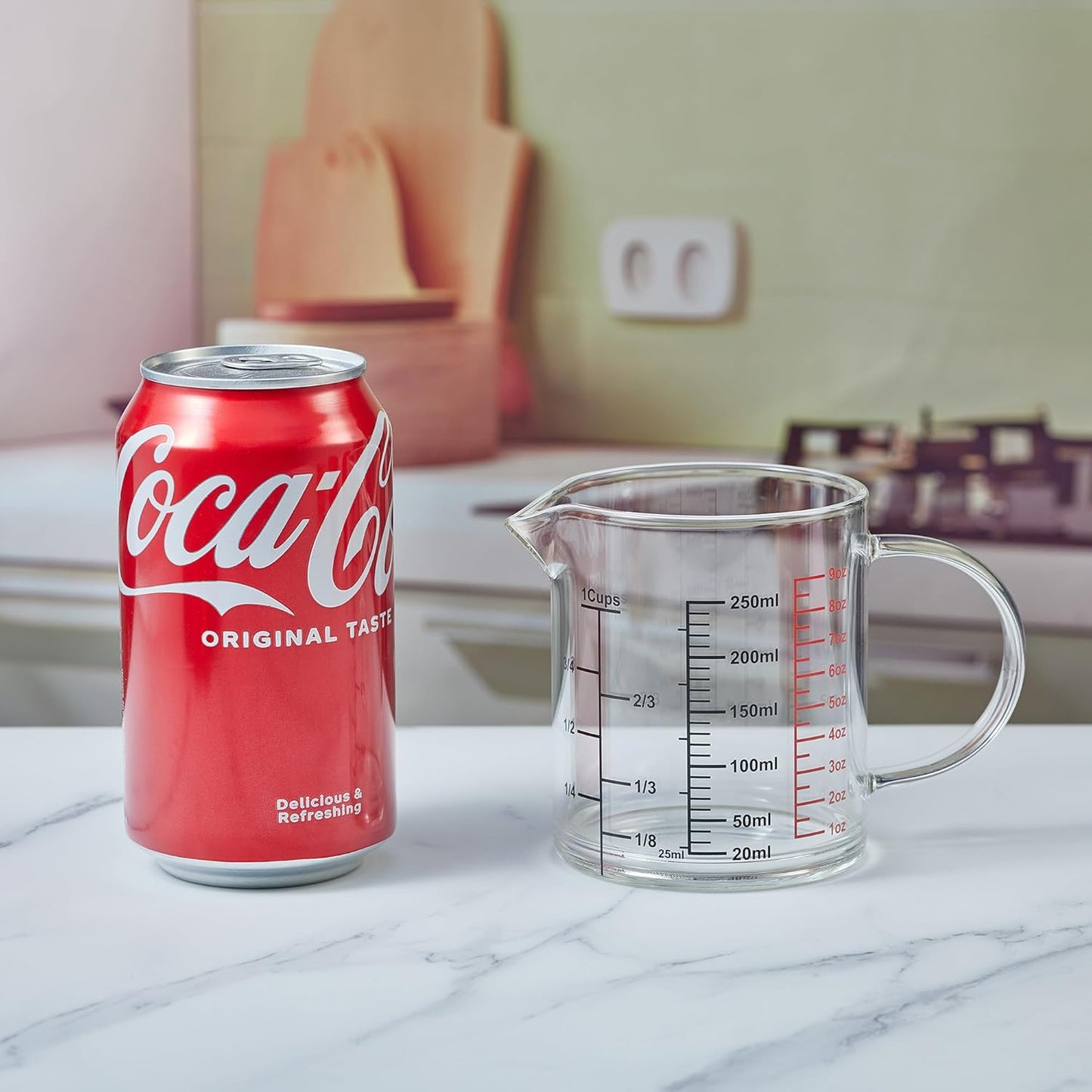 Ackers BORO3.3 Measure Glass -[Insulated handle | V-Shaped Spout]-Made of High Borosilicate Glass Measuring for Kitchen or Restaurant, Easy to Read, 120 ML (4 Oz)