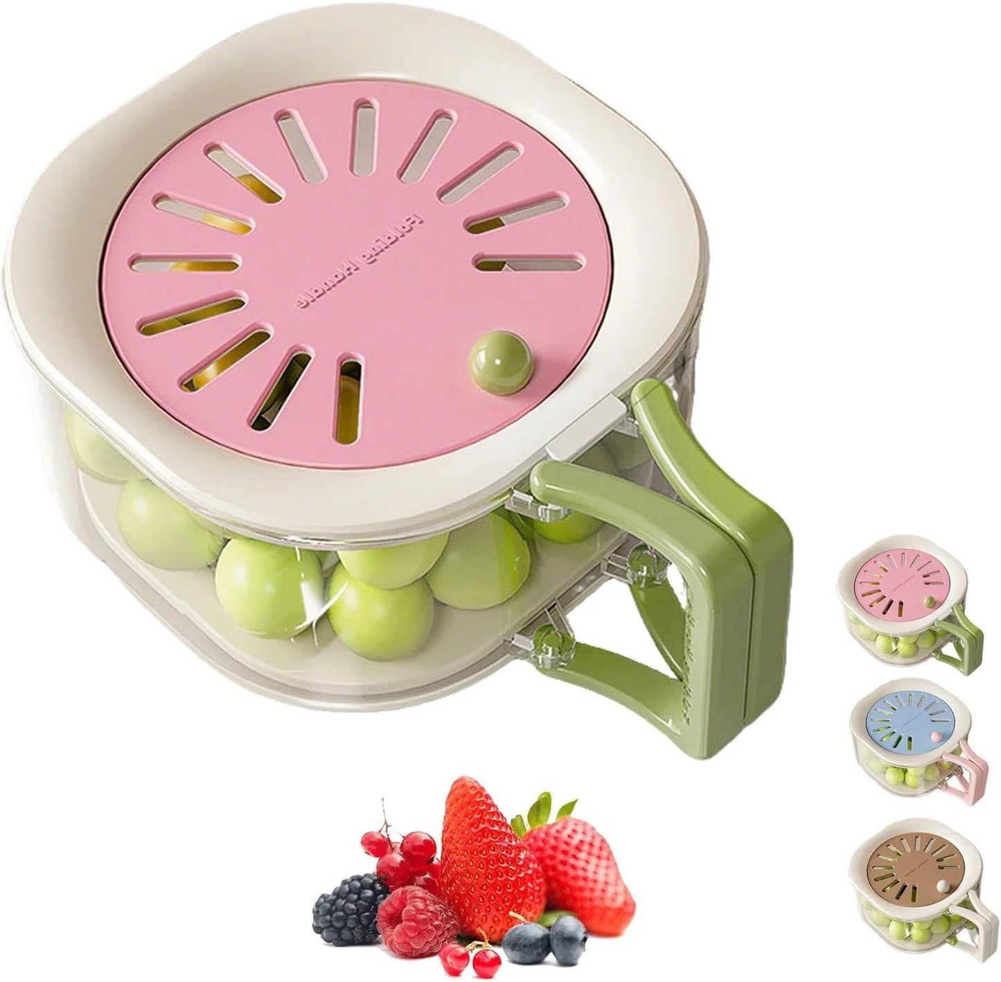 Multifunctional Fruit Washing Bowl with Strainer, 2-in-1 Draining and Preservation with Lid, Foldable Handle Vegetable Basket, Fruit Storage Basket for Kitchen Camping(Blue)